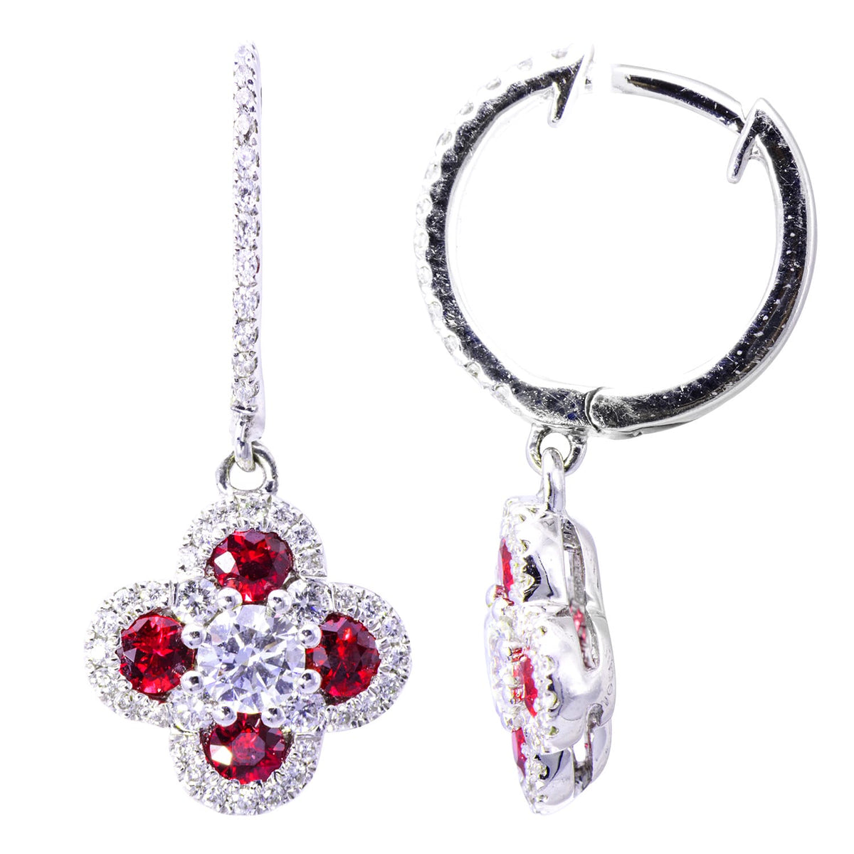 18K White Gold Ruby Earrings, 0.62ct