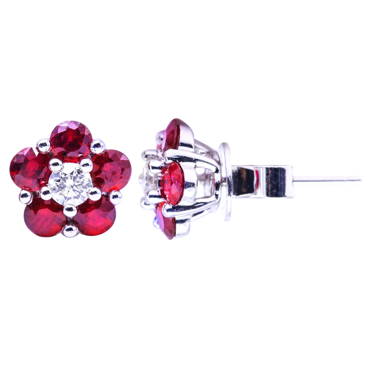 18K White Gold Ruby Earrings, 1.58ct