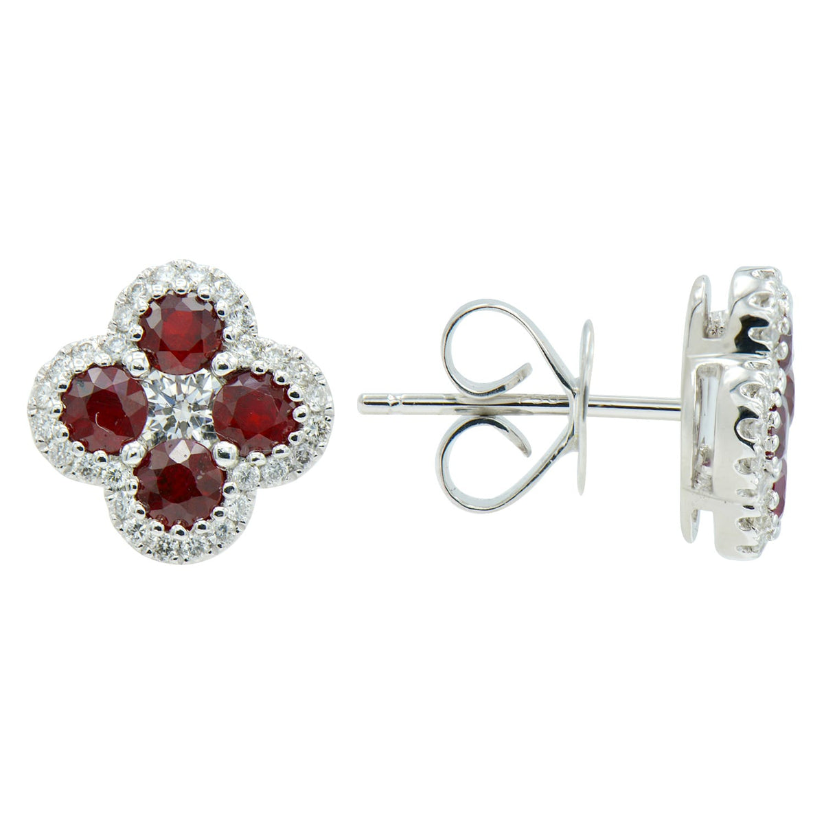18K White Gold Ruby Earrings, 0.89ct