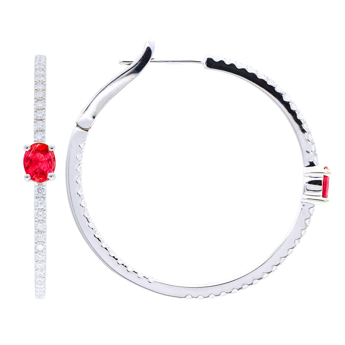 18K White Gold Ruby Earrings, 0.71ct