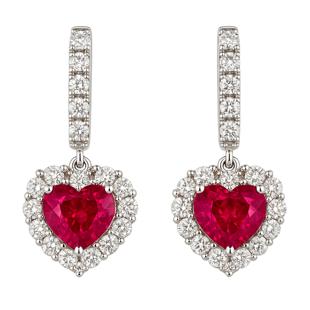 RE055074 - Earrings 18KW/3.5G 2RUBY-2.01CT 39RD-1.16CT
