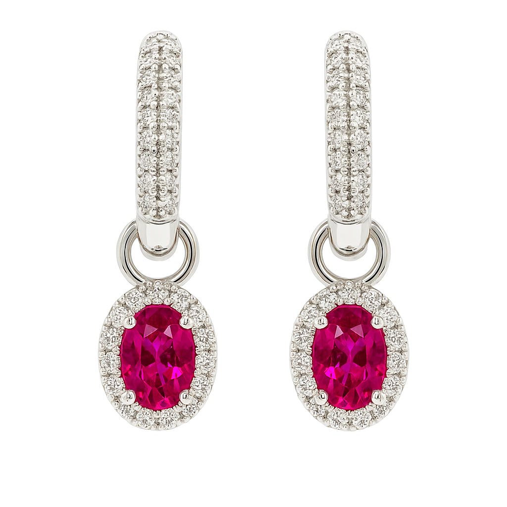 RE055167 - Earrings 18KW/6.0G 2RUBY-2.11CT 88RD-0.66CT