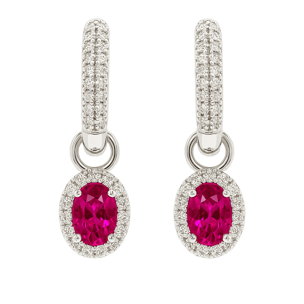 Handmade 18K White Gold Ruby Earrings, 2.11ct