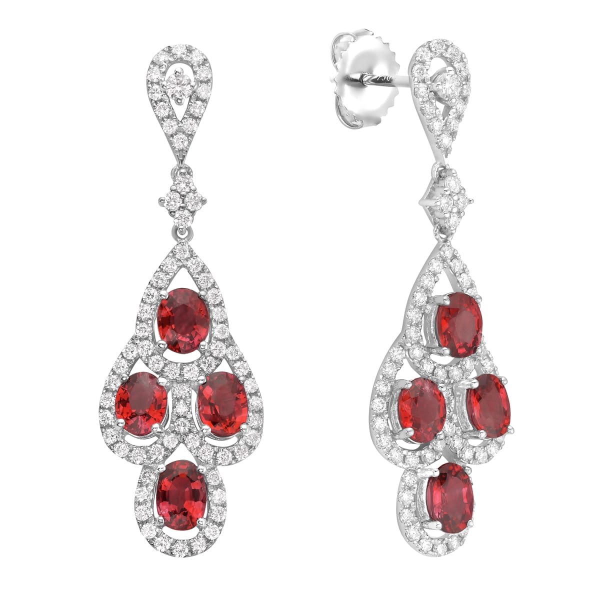 18K White Gold Ruby Diamond Earrings, 2.35ct