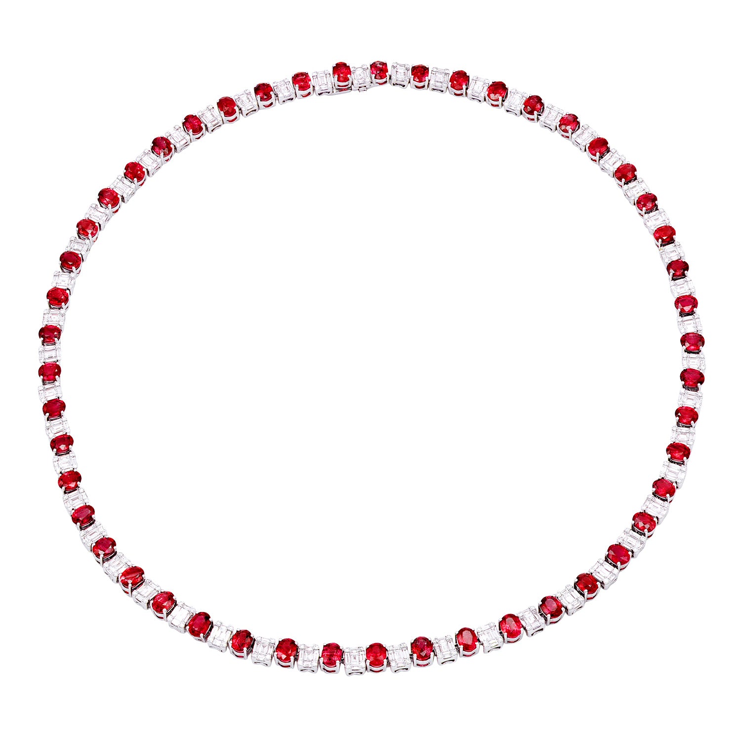 RN054211 - Necklace 18KW/31.8G 49RUBY-21.68CT 245BD-5.81CT 196RD-1.24CT