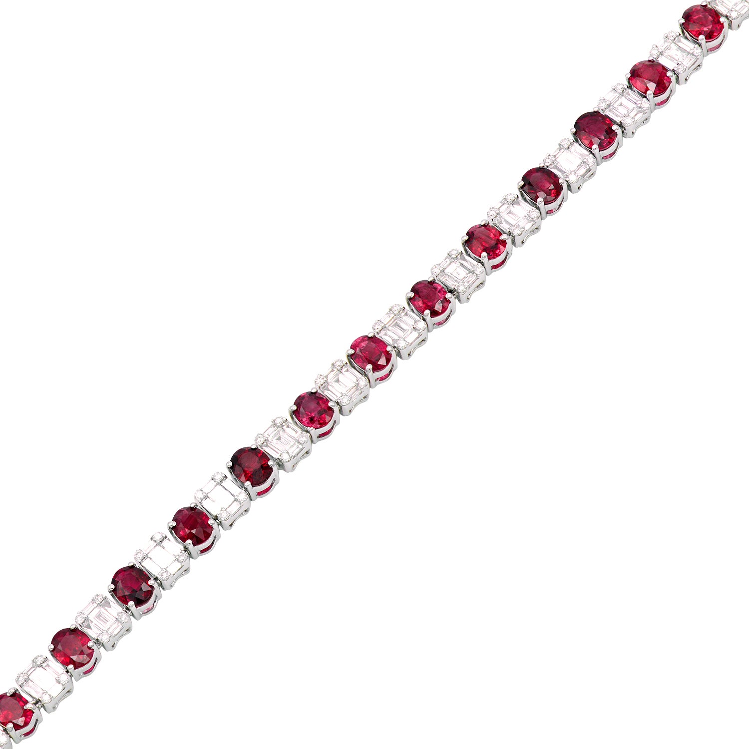 RN054211 - Necklace 18KW/31.8G 49RUBY-21.68CT 245BD-5.81CT 196RD-1.24CT