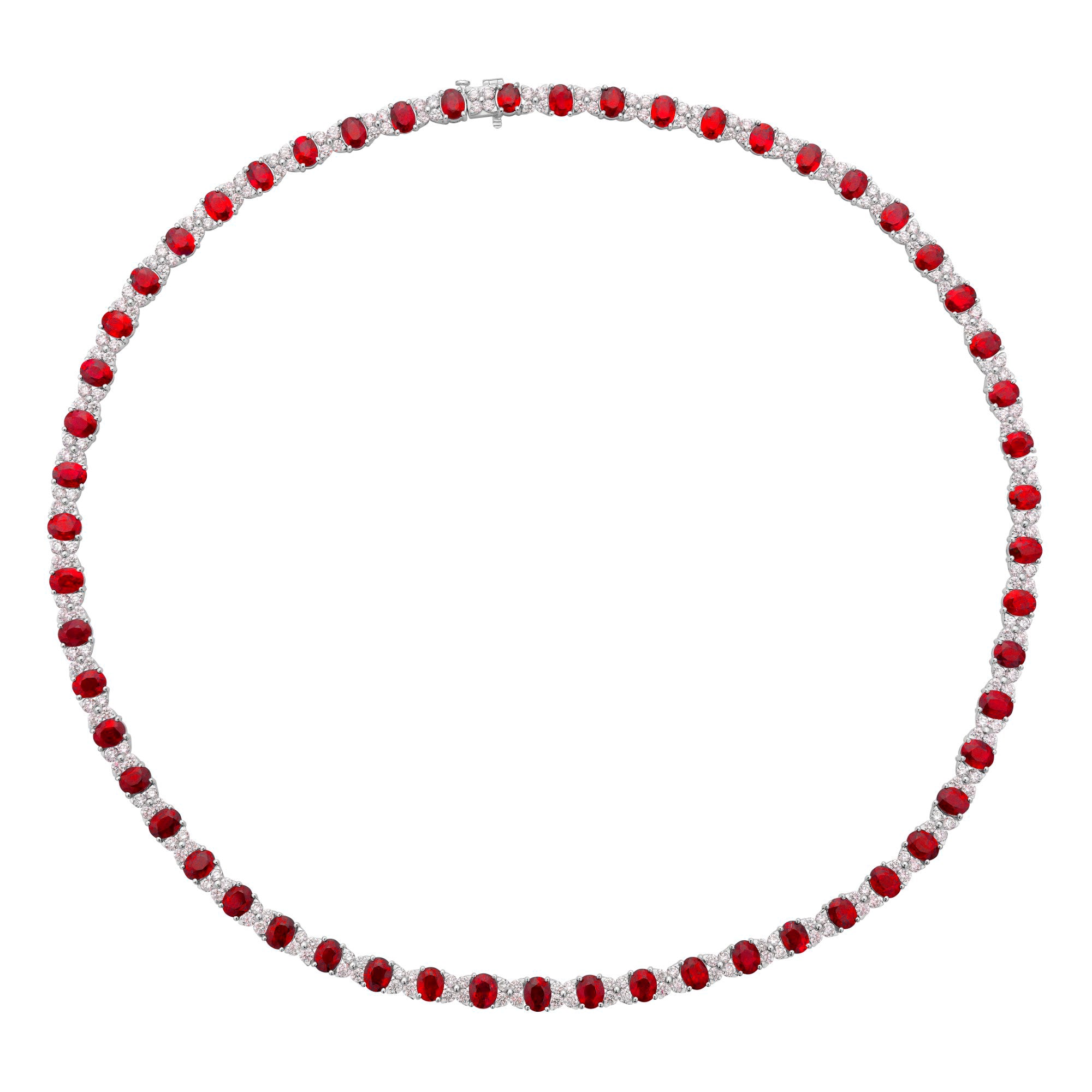 RN056553 - Necklace 18KW/25.5G 56RUBY-25.84CT 224RD-6.06CT