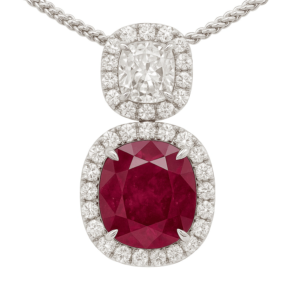 Handmade 18K White Gold Ruby Pendant, 2.94ct