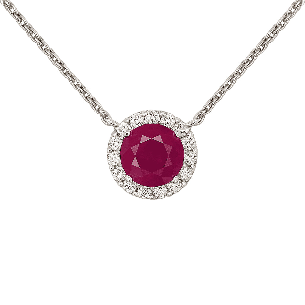 Handmade 18K White Gold Ruby Pendant, 1.64ct