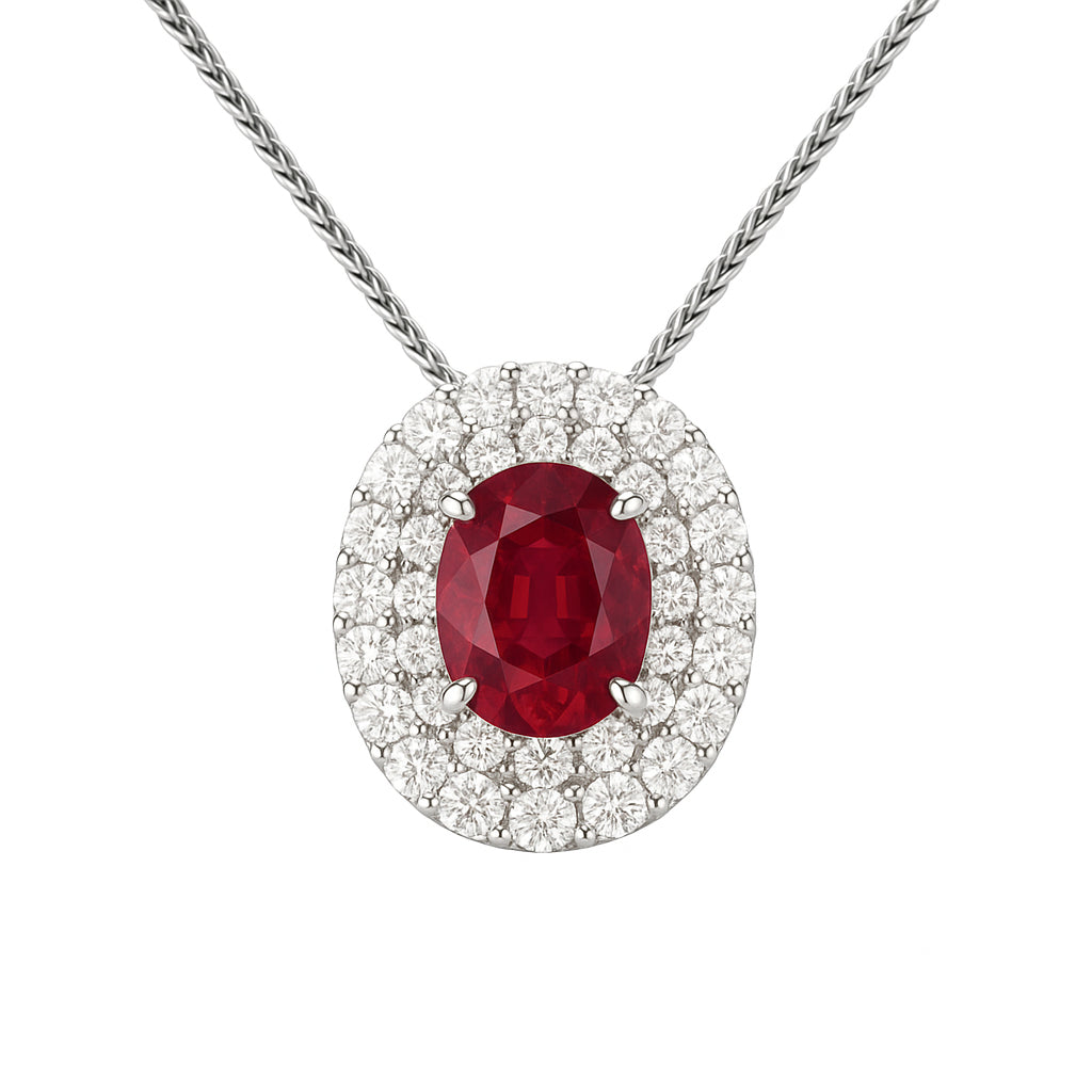 Handmade 18K White Gold Ruby Pendant, 1.36ct