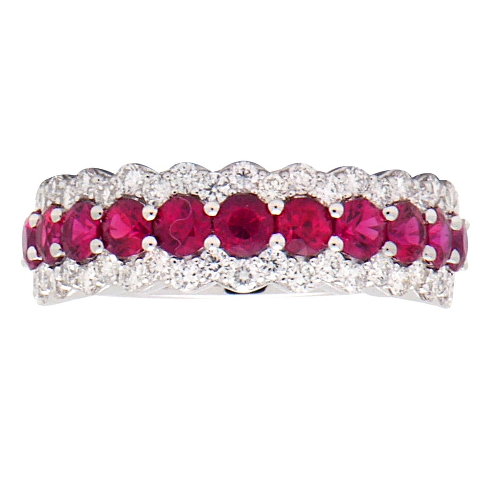 18K White Gold Ruby Diamond Ring, 1.1ct