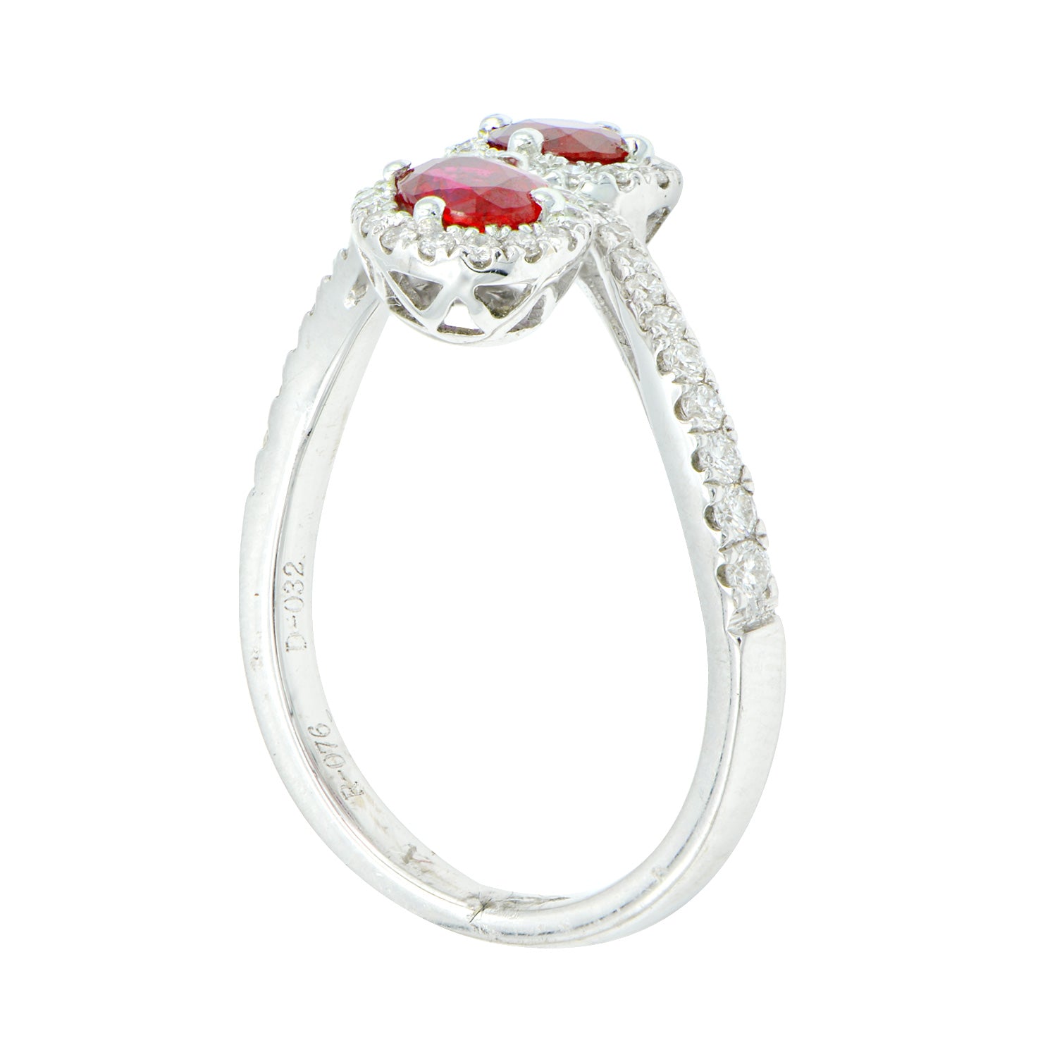 14K White Gold Ruby Oval Bypass Ring, 0.61ct