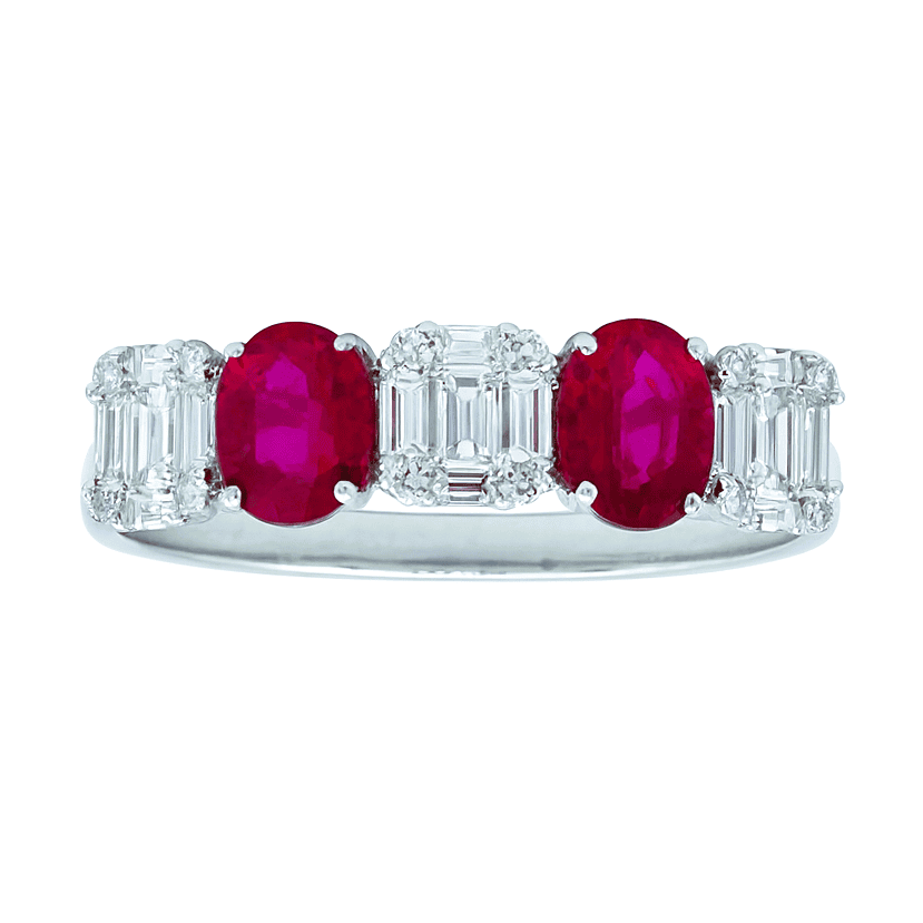 18K White Gold Ruby Ring, 0.8ct