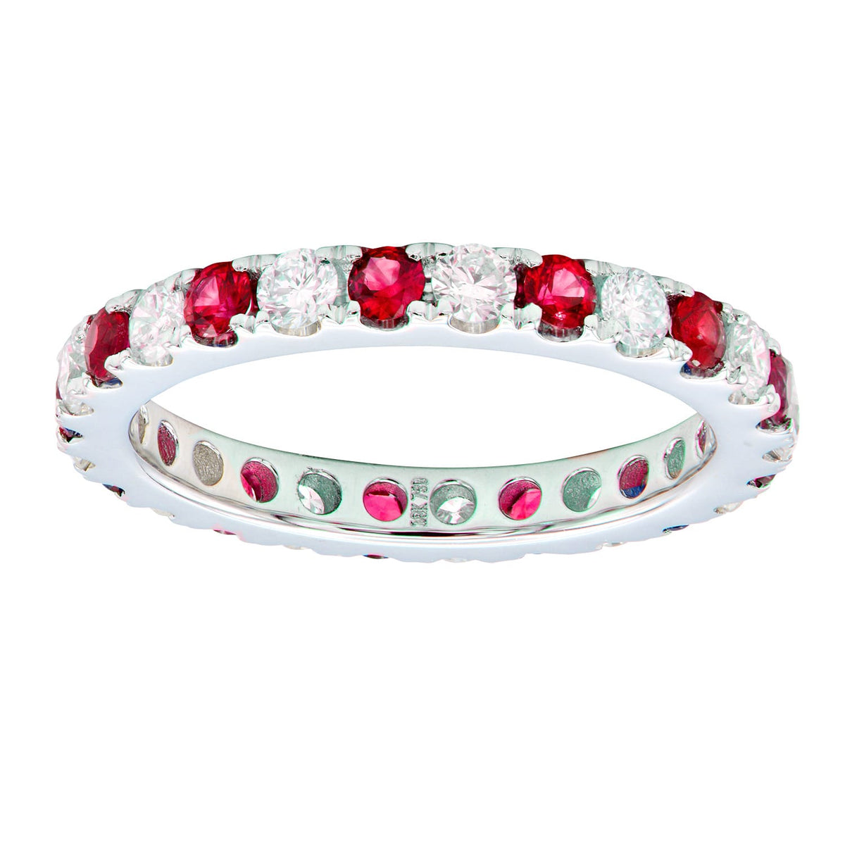 18K White Gold Ruby Diamond Ring, 0.76ct