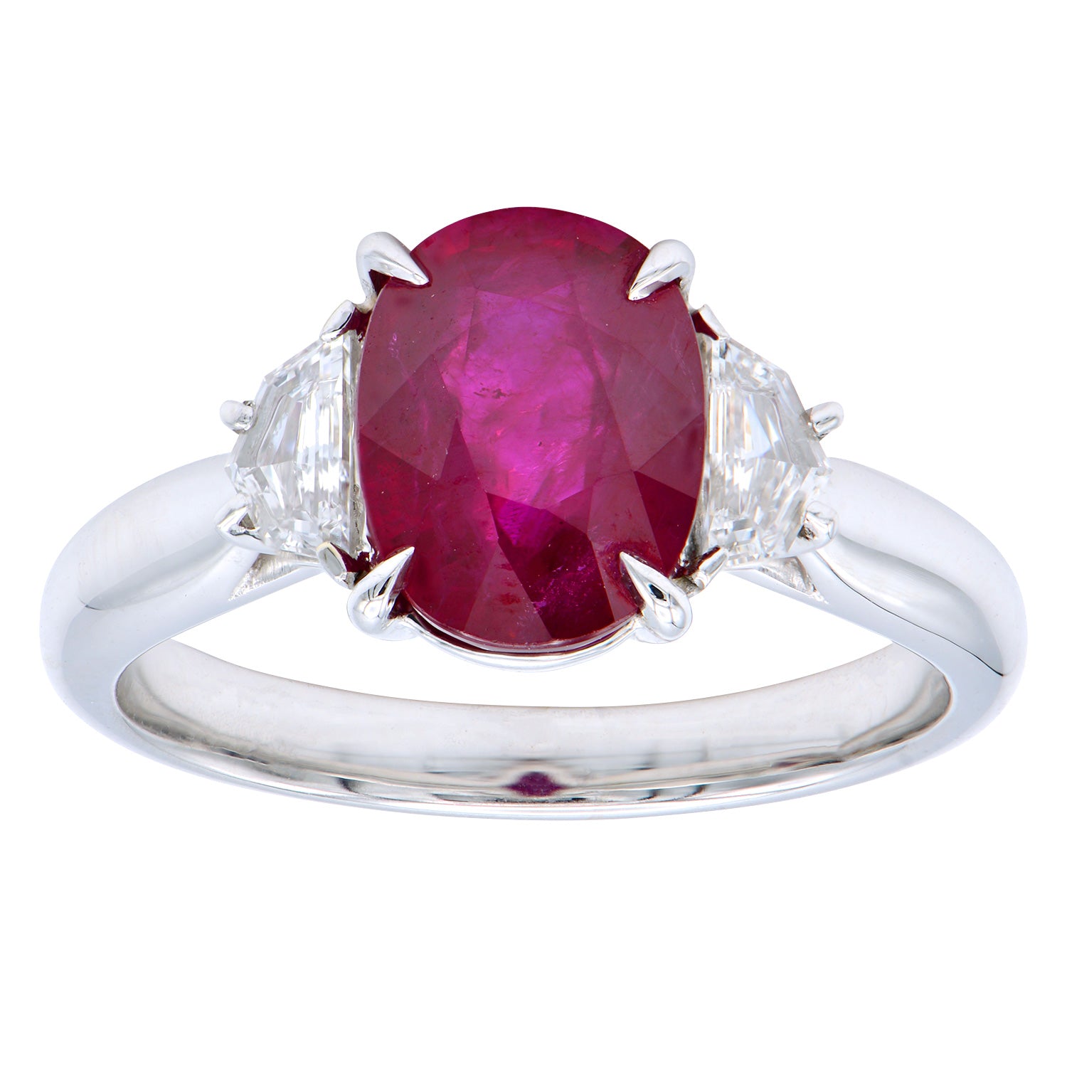 Ring 18KW/4.2G 1RUBY-2.60CT 2EPAUL-0.35CT