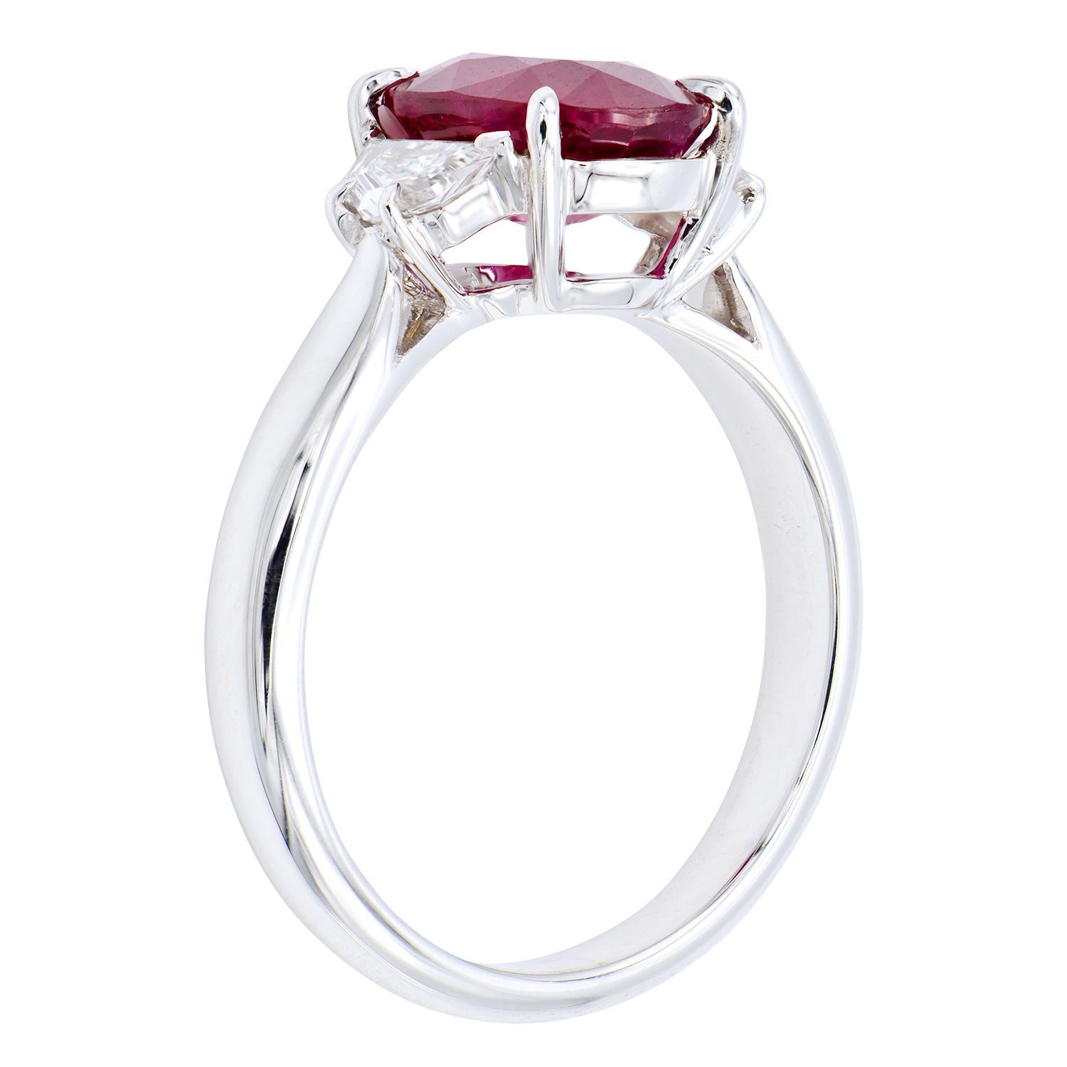 Ring 18KW/4.2G 1RUBY-2.60CT 2EPAUL-0.35CT