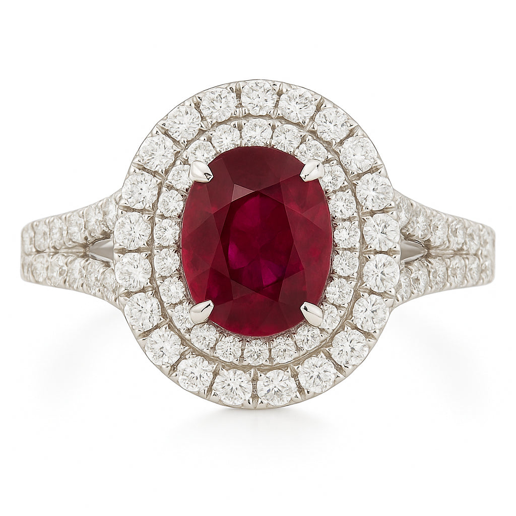 RR054618 - Ring 18KW/5.9G 1RUBY-2.15CT 72RD-0.60CT