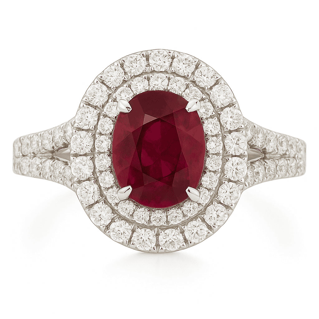 Handmade 18K White Gold Ruby Ring, 2.15ct