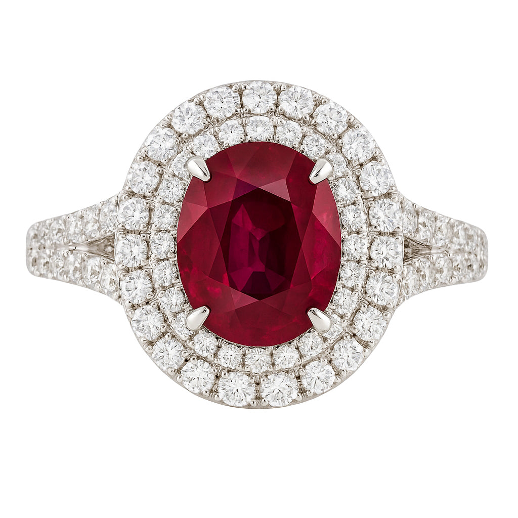 RR054620 - Ring 18KW/6.0G 1RUBY-2.42CT 72RD-0.59CT