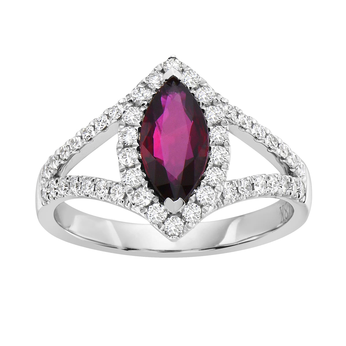 Handmade 18K White Gold Ruby Ring, 1.02ct