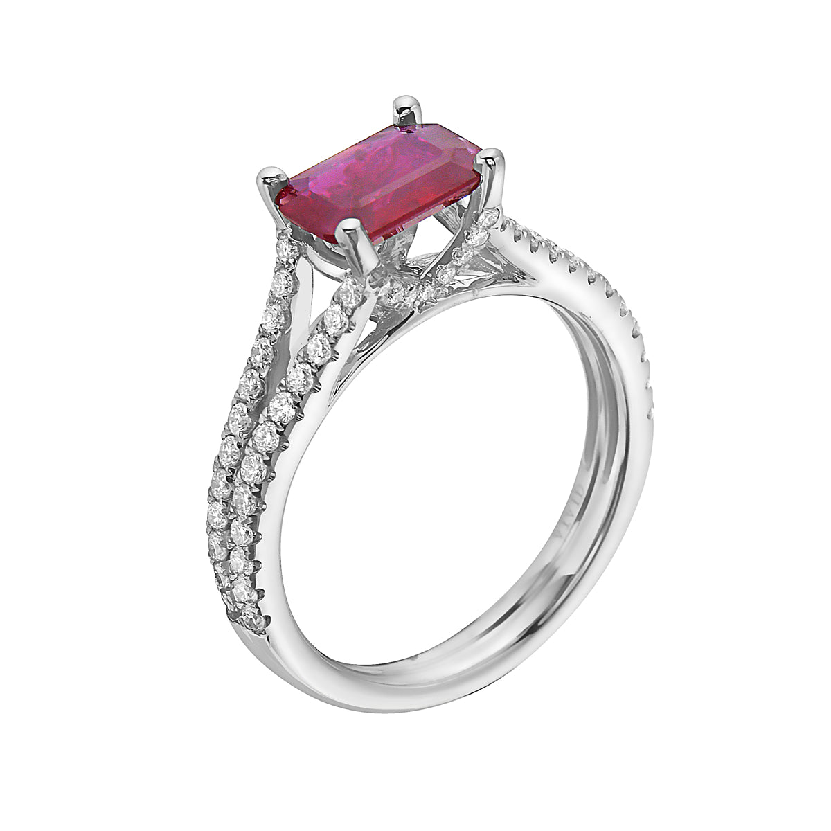 RR054891 - Ring 18KW/4.5G 1RUBY-1.51CT 66RD-0.53CT