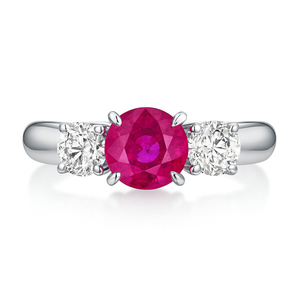 RR054966 - Ring 18KW/3.7G 1RUBY-0.83CT 2RD-0.62CT