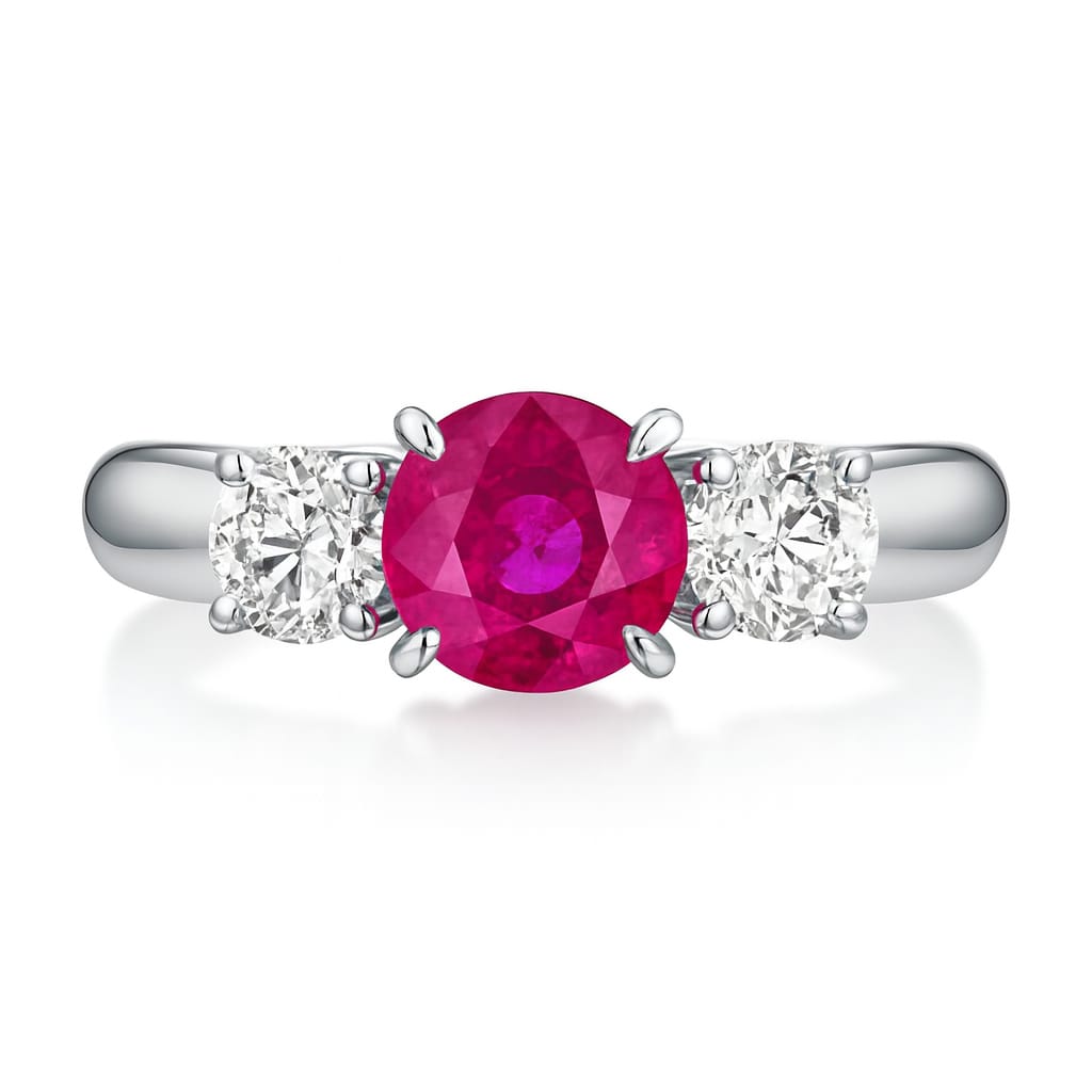 Handmade 18K White Gold Ruby Ring, 0.83ct