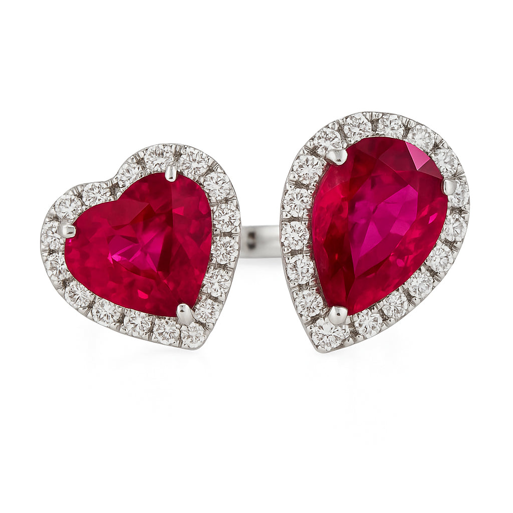 RR054968 - Ring 18KW/4.1G 2RUBY-2.09CT 32RD-0.28CT