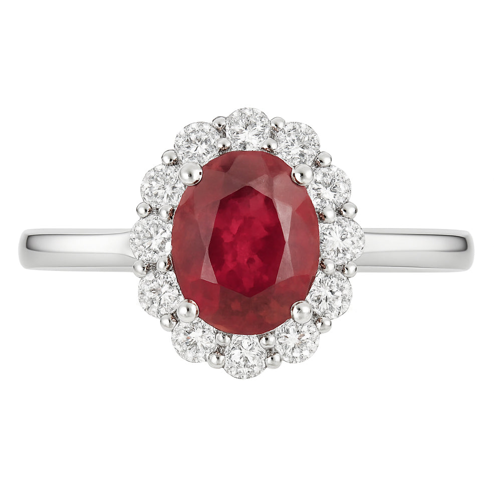RR055173 - Ring 18KW/3.1G 1RUBY-1.10CT 12RD-0.35CT