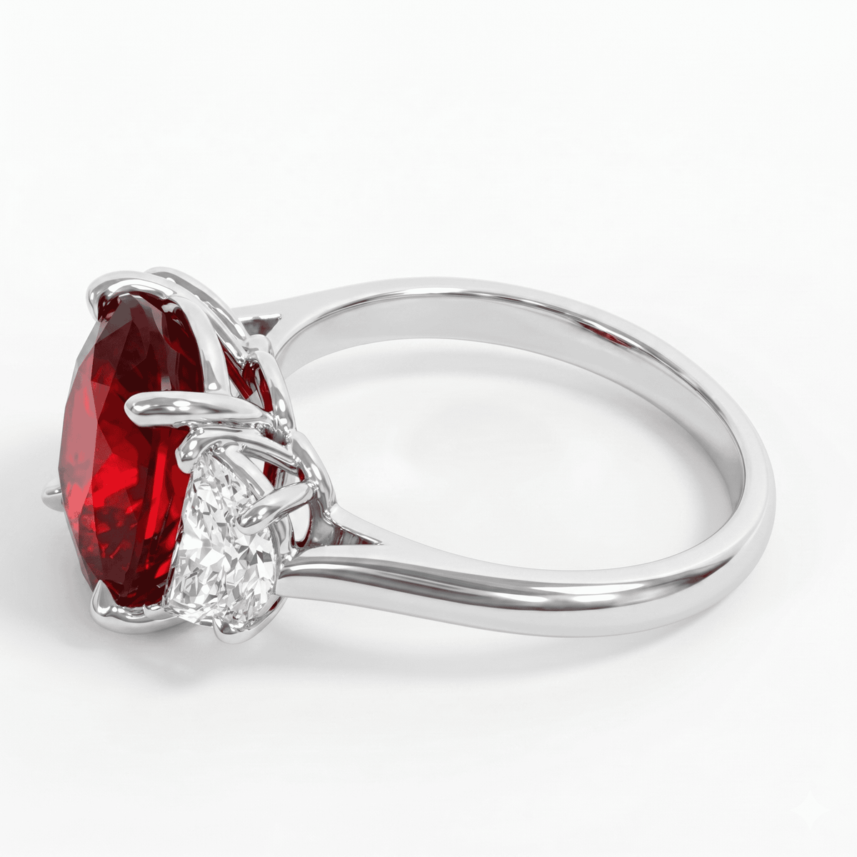 RR057066 - Ring 18KW 1RUBY-5.40CT 2HM-1.00CT
