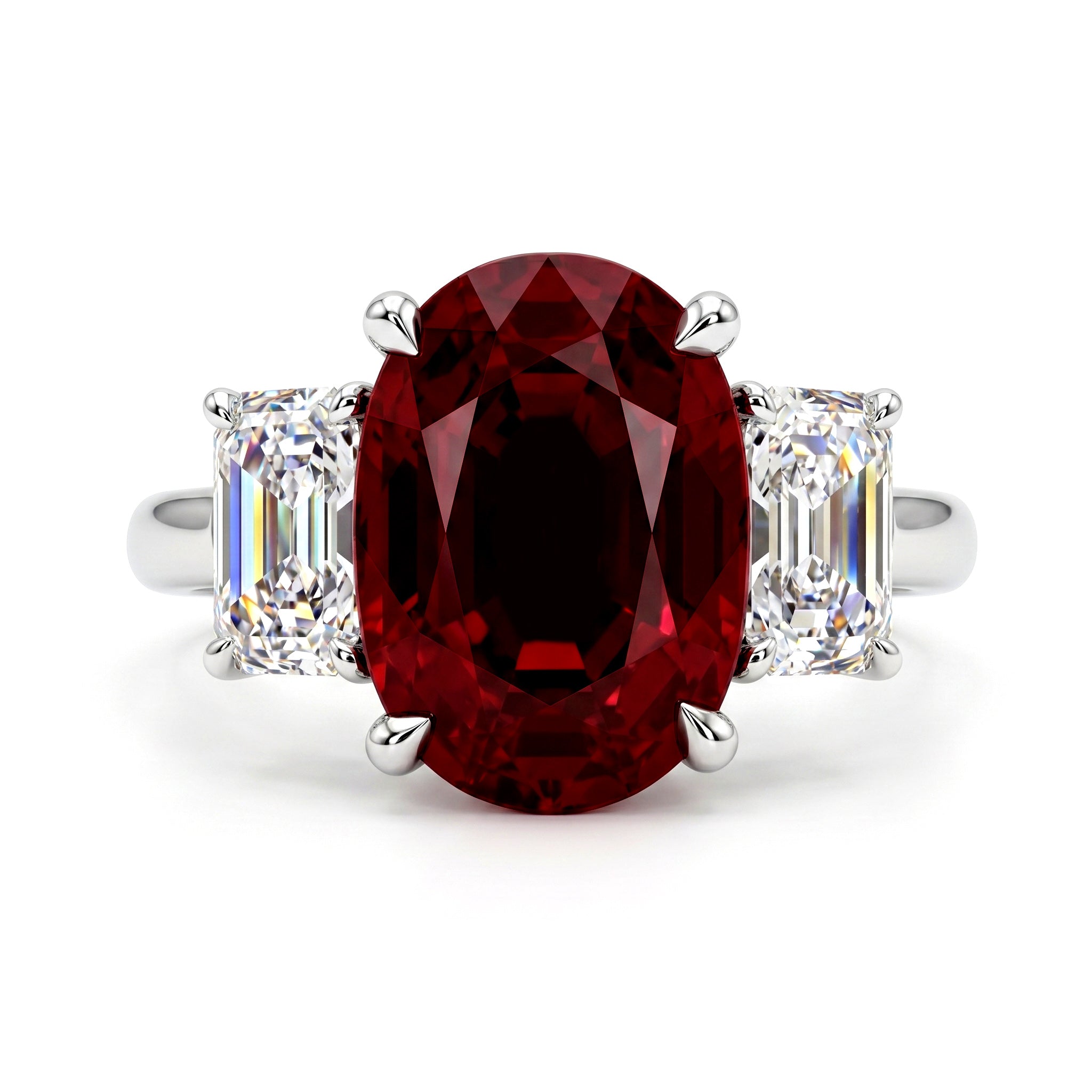 RR057088 - Ring 18KW 1RUBY-4.05CT 2OV-0.90CT GIA