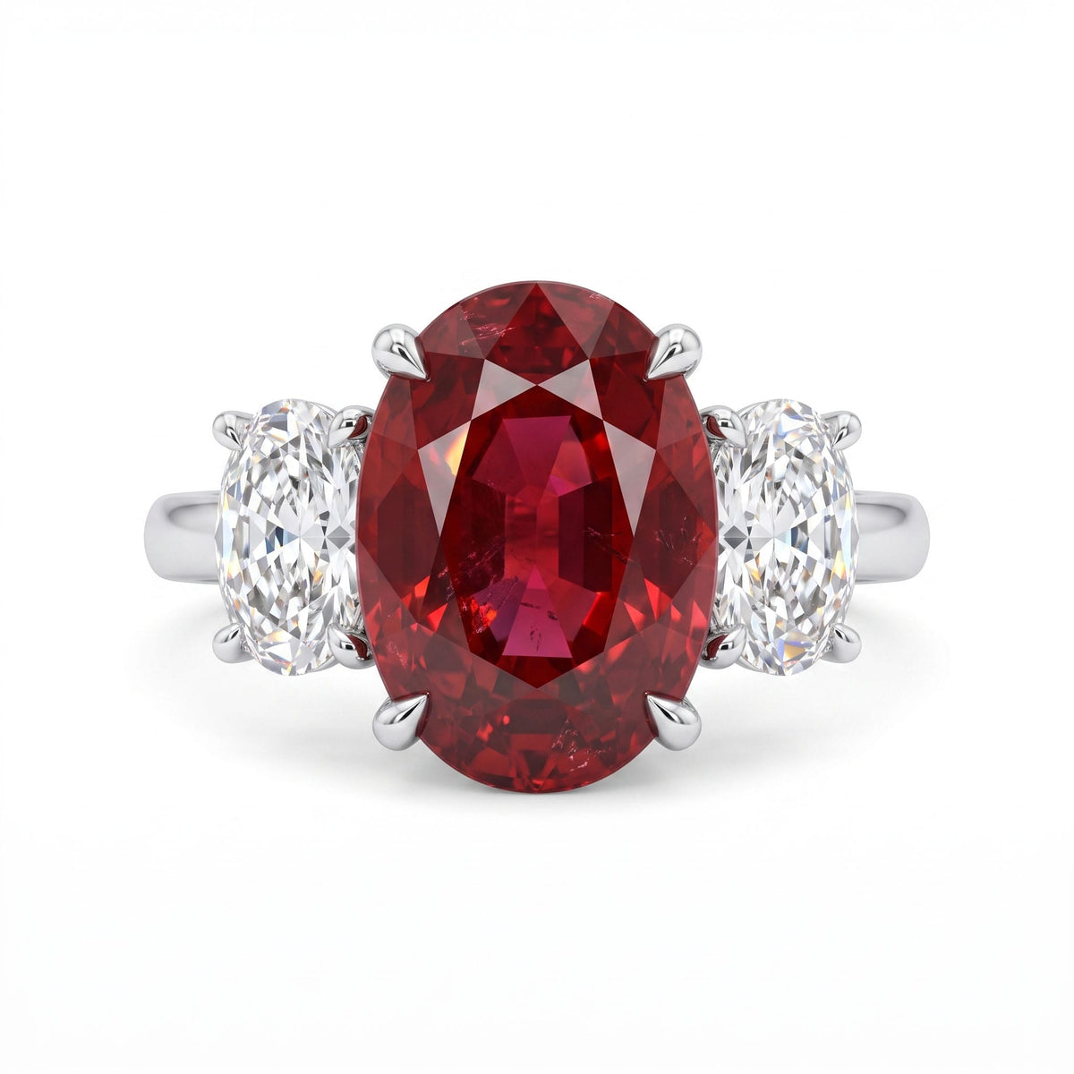 RR057088 - Ring 18KW 1RUBY-4.05CT 2OV-0.90CT GIA