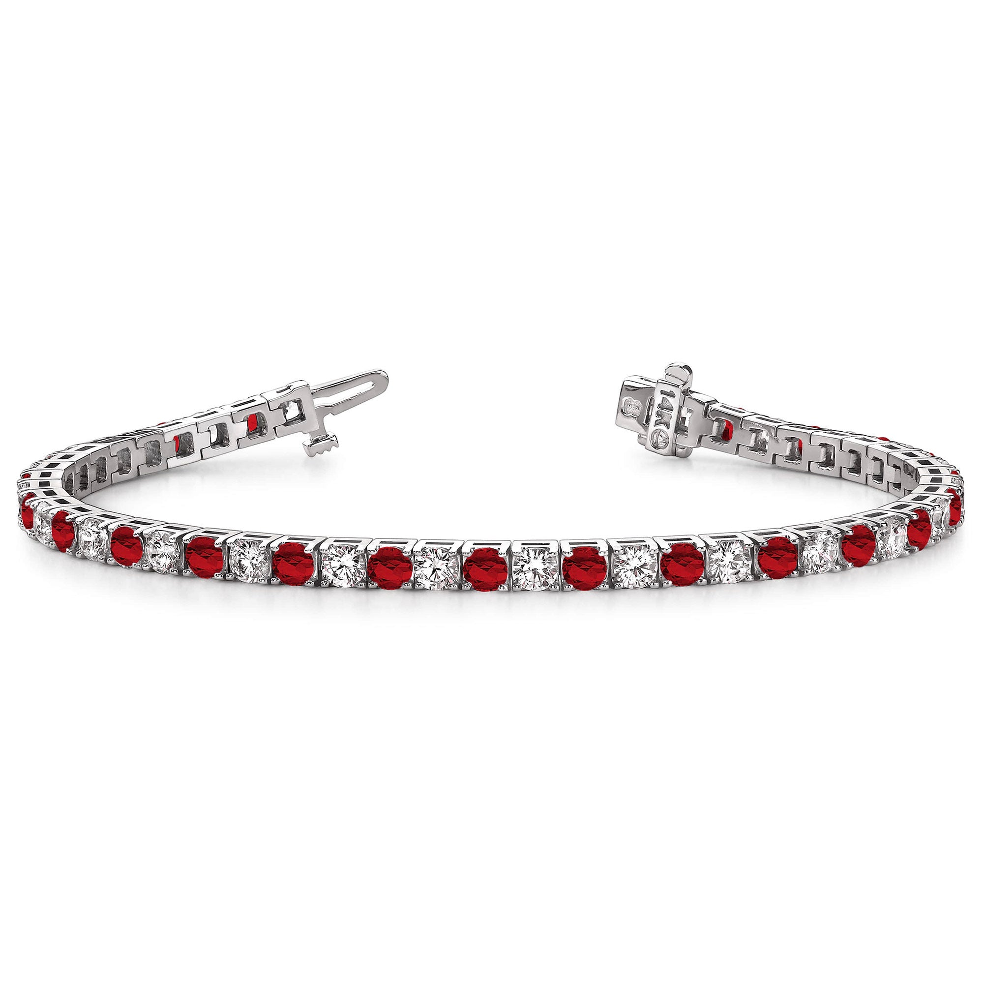 14K White Gold Ruby Tennis Bracelet, 6.3ct
