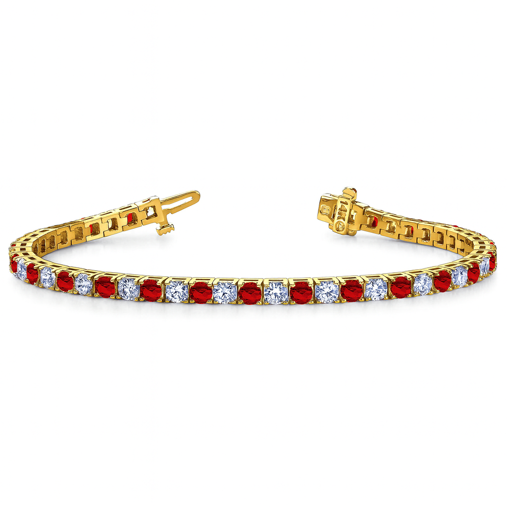 14K Yellow Gold Ruby Tennis Bracelet, 1.4ct