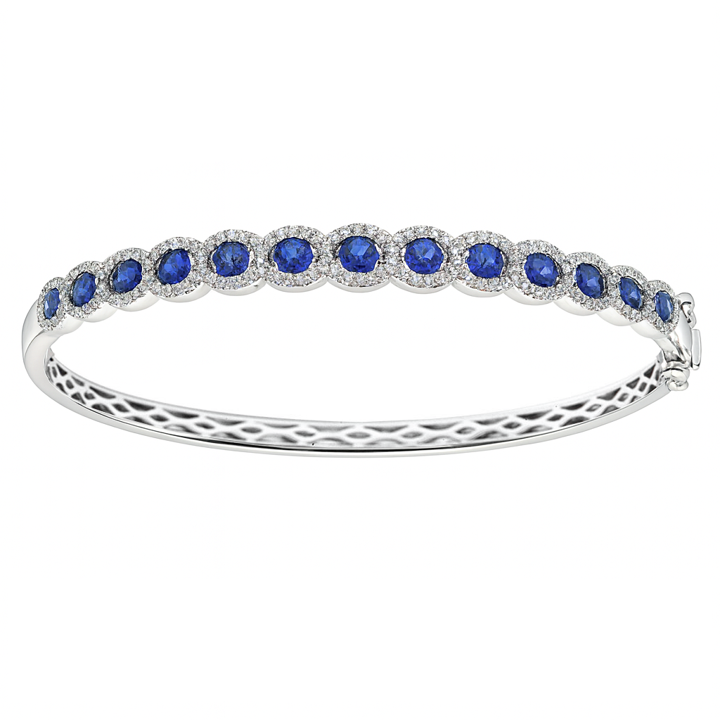 18K White Gold Blue Sapphire Bracelet, 1.55ct