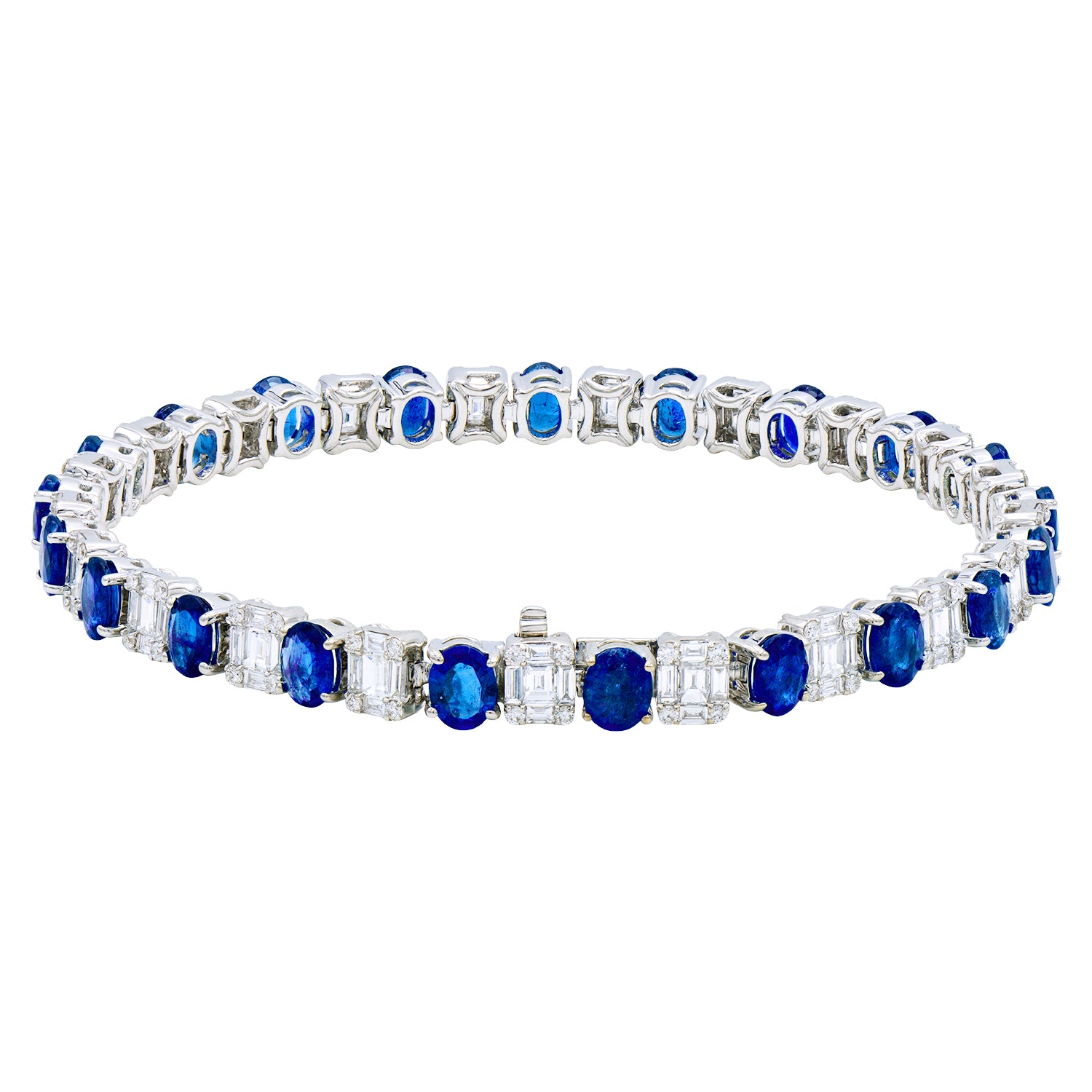 18K White Gold Blue Sapphire Bracelet, 12.56ct