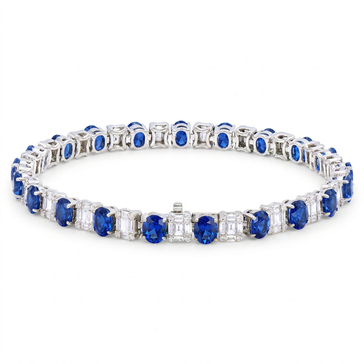 18K White Gold Blue Sapphire Bracelet, 12.56ct