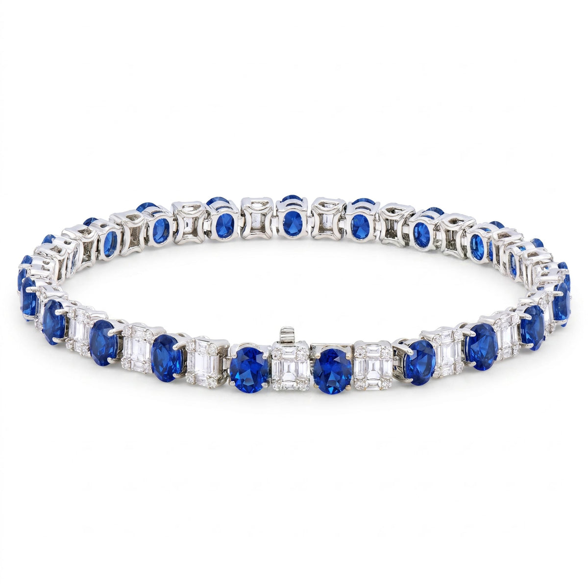 18K White Gold Blue Sapphire Bracelet, 11.12ct
