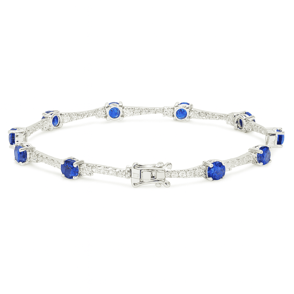 18K White Gold Blue Sapphire Bracelet, 2.38ct