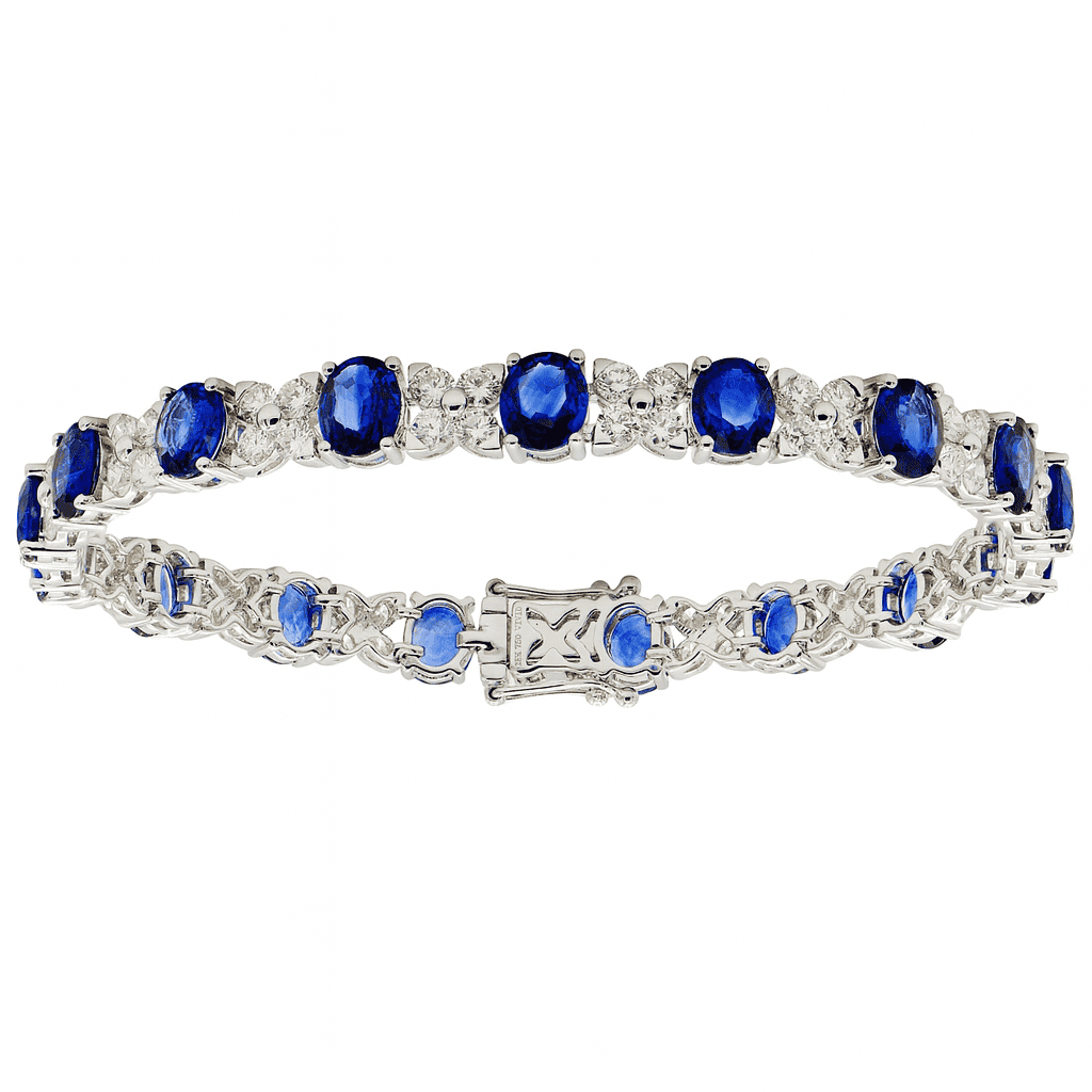 18K White Gold Blue Sapphire Bracelet, 11.66ct
