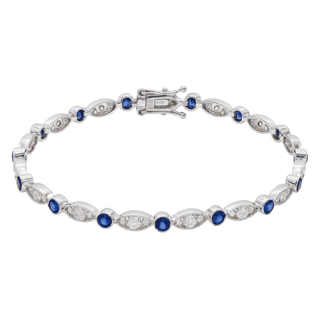 18K White Gold Sapphire Diamond Bracelet, 1.64ct