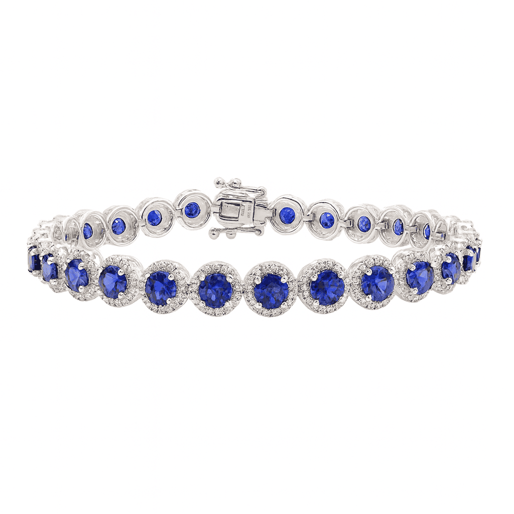 18K White Gold Blue Sapphire Bracelet, 8.71ct