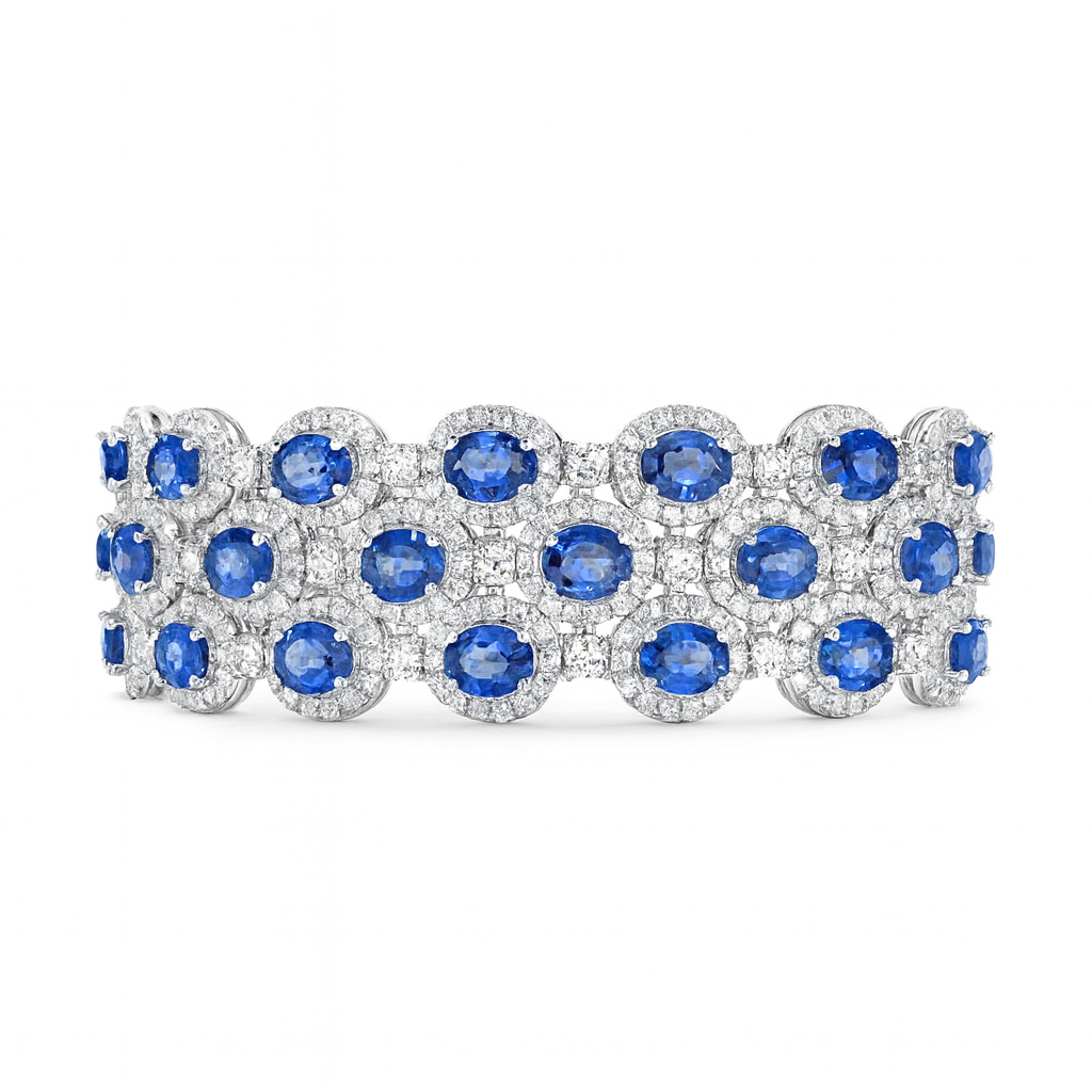 SB055120B - Bracelet 18KW/36.9G 54SAPP-24.96CT 54RD-3.13CT 756RD-5.61CT