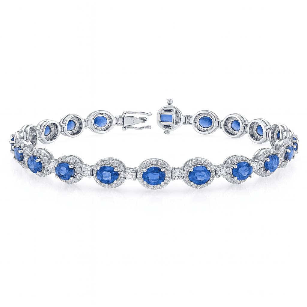 18K White Gold Blue Sapphire Bracelet, 8.52ct
