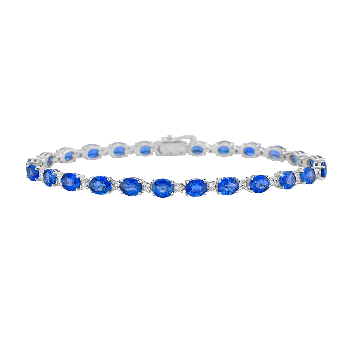18K White Gold Blue Sapphire Diamond Bracelet, 10.96ct