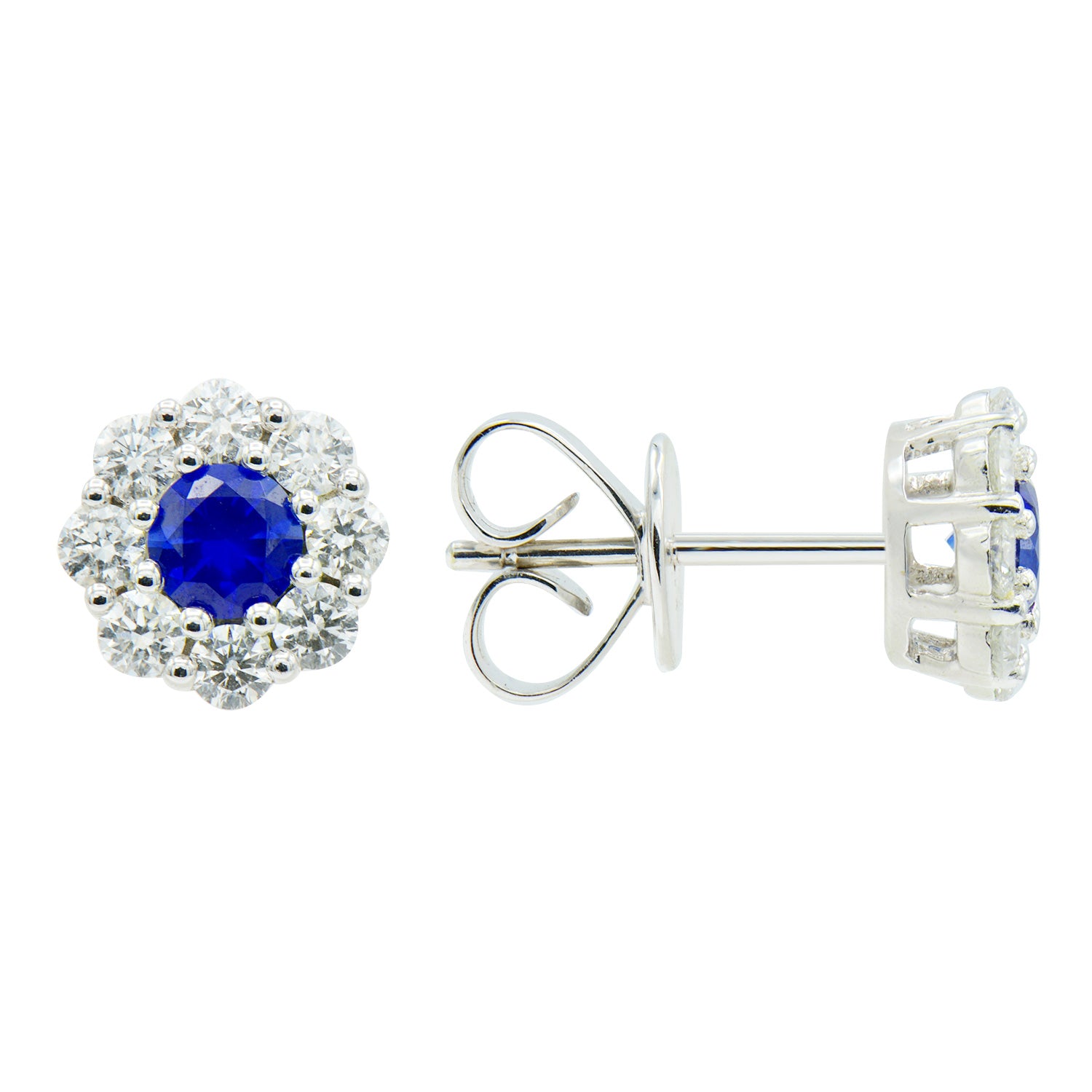 18KW Blue Sapphire Stud Earrings