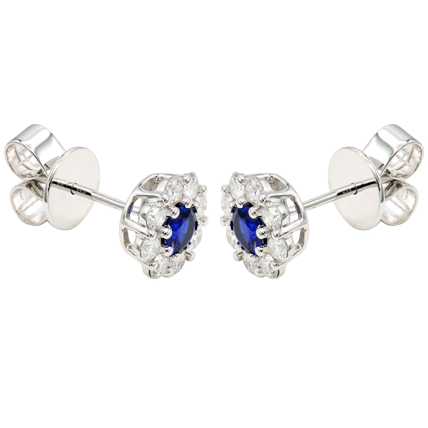 18KW Blue Sapphire Stud Earrings