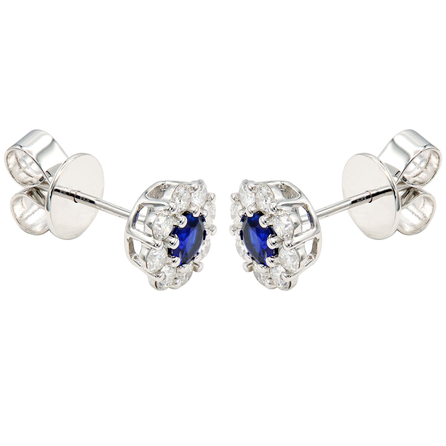 18KW Blue Sapphire Stud Earrings