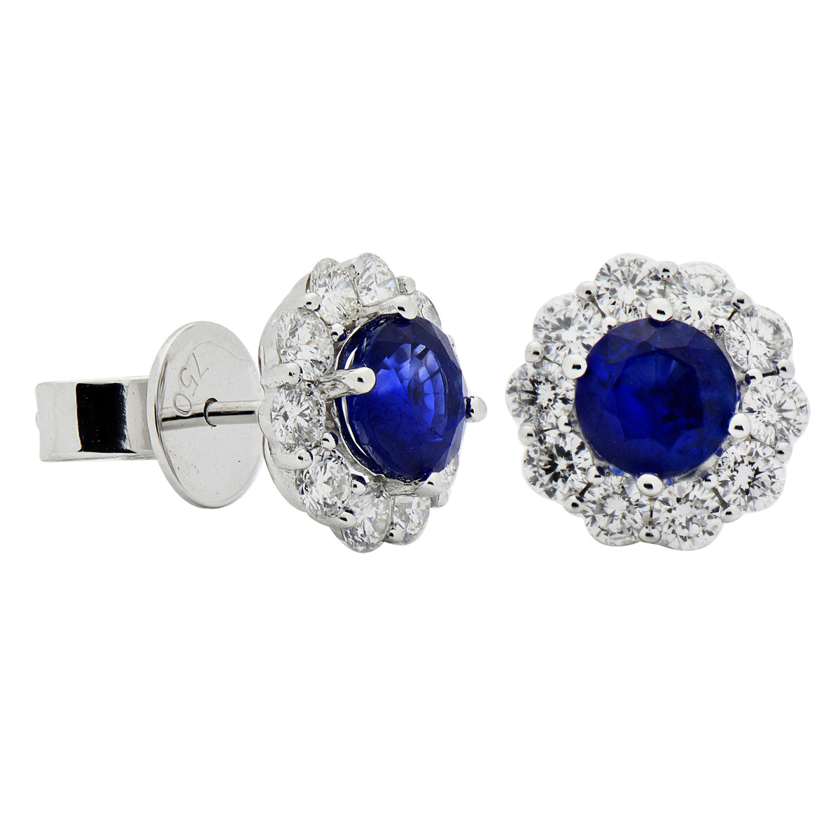 18K White Gold Blue Sapphire Earrings, 1.19ct