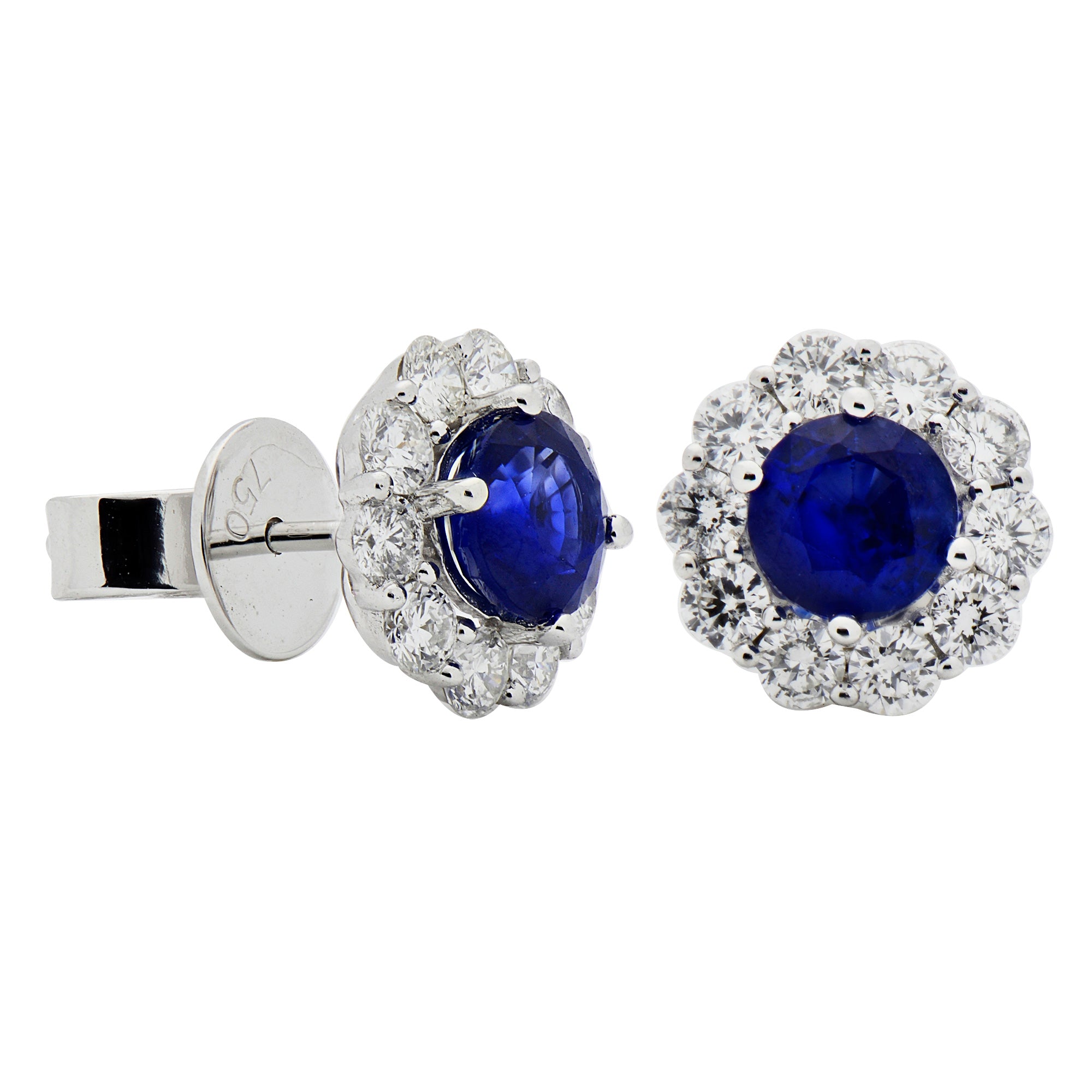 18K White Gold Blue Sapphire Earrings, 1.19ct